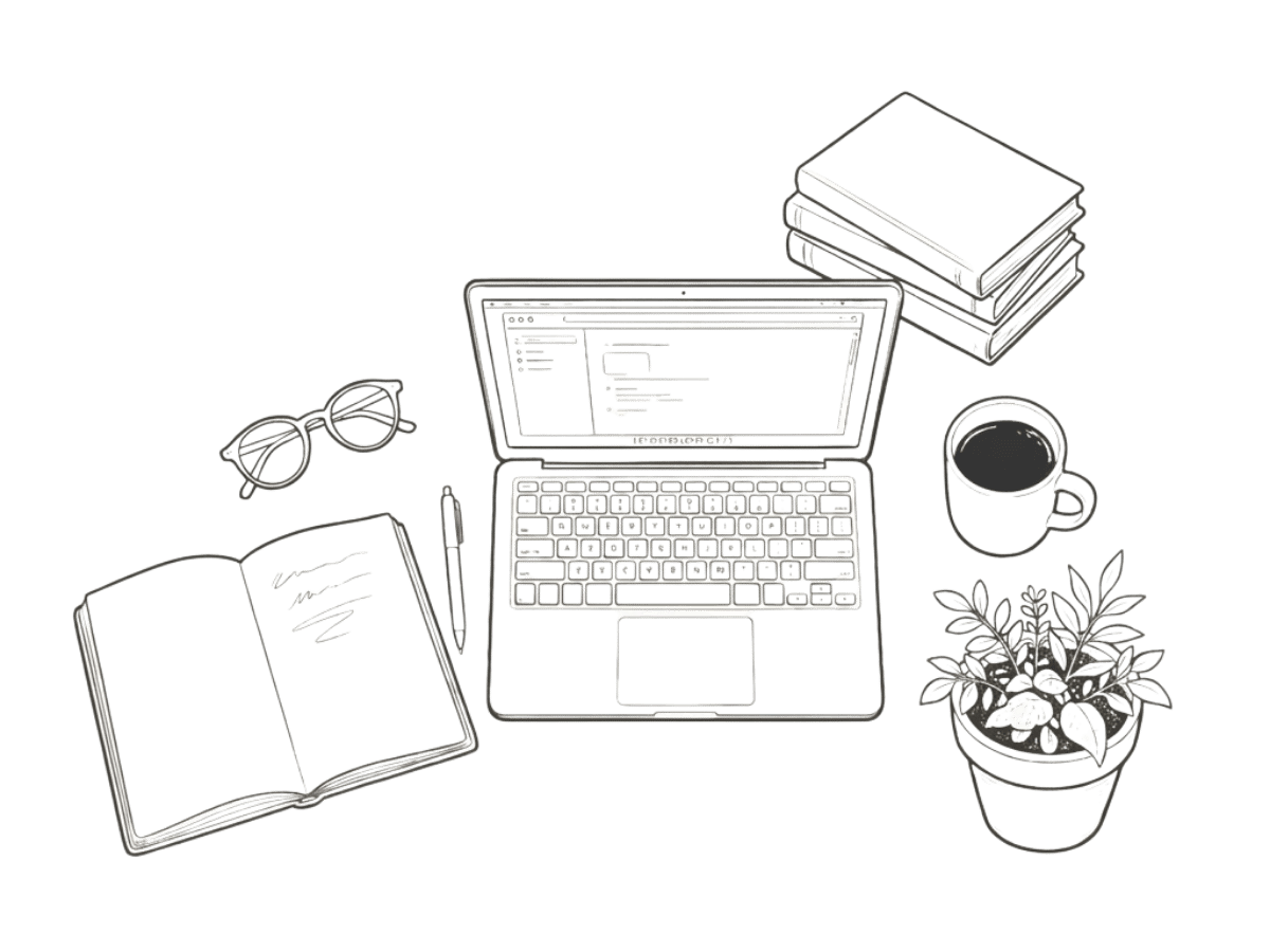Busy B Virtual Assistant desktop workspace illustration